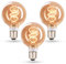 CROWN LED E27 LED Vintage-Glühlampe - Warmweiße - Energieeffizient E-Klasse - Entspricht 38W Glühlampe - Langlebig - Ideal für Zuhause, Restaurants, Stoßfest - Retro Design - 14.2x6.4cm - Set von 3