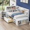 FEZTOY Kinderbett, 90x200 cm, Einzelbett, multifunktionales Kinderbett mit Schubladen, Bücherregal und Stauschrank, großer Stauraum, Lattenrost, ohne Matratze, weiß (90x200)