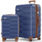 Vipbox Valise Set 2 Rigides 55+75cm (3 Ans DE Service VIP) Sets de Bagages Extensible Polycarbonate Ultra Legere et Durable Valise de Voyage Cabine avec Serrure TSA et 4 Roues, Bleu Classique