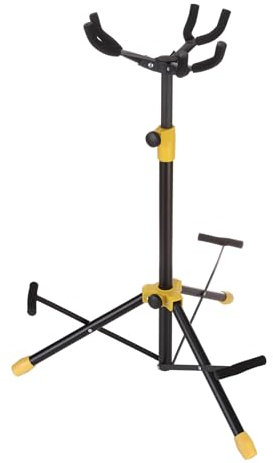 sourcing map Soporte triple para guitarra, soporte ajustable para guitarra eléctrica, acústica, bajo, trípode plegable para 3 guitarras, amarillo