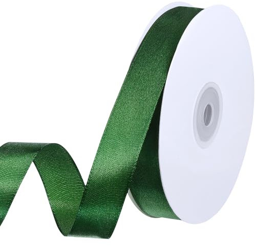 woric 50 Meter Dark Green Ribbon, 20mm Satin Ribbons Gift Dark Green Ribbon for Gift Wrapping Bows Crafting Decorations Wedding Christmas