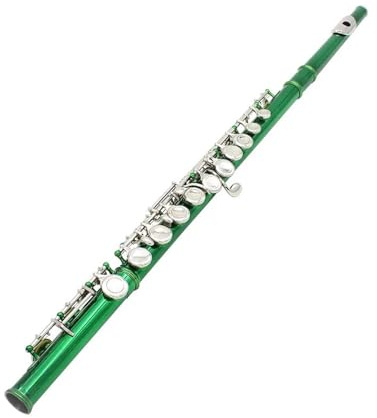 Professionelle Querflöte Grüne 16-Loch-Flöte Mit C-Stimmung Und E-Tonart Holzblasinstrument Vernickeltes Silber Kupfernickelrohr Flöte Mit Zubehör