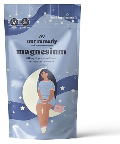 120-Count of 600mg Magnesium Citrate Capsules for Women — Made for Fast & Effective Absorption — Helps with Menopause, Relaxation, Joint Health, and Good Night's Sleep — Women's Owned and Made in UK