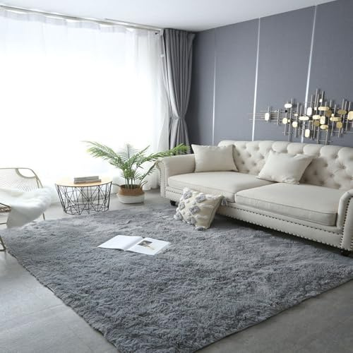 XUEDNGM Flauschiger Teppich Teppich Shaggy 140 x 400 cm Flauschig, Weich, Pflegeleicht, Anti-Rutsch, Waschbar Teppich Wohnzimmer Flauschig Teppich Flauschiger für Wohnzimmer, Schlafzimmer, Grau