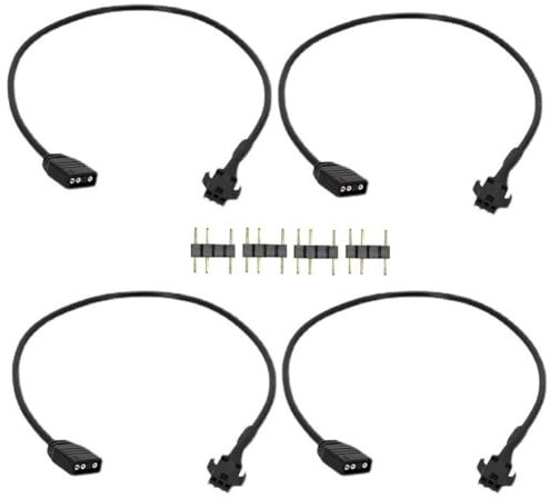 Sefdrert 4Pcs RGB Extension Cable 5V 3-Pin to SM 3Pin Female ARGB Connector Addressable Adapter Cable for RGB Fan,PC LED Strip