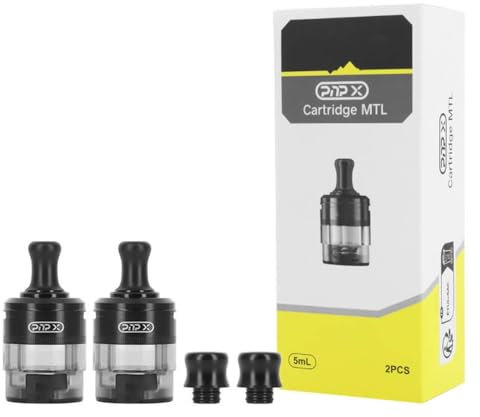 For VOOPOO PnP X Pod MTL Cartucho vacío 5 ML (Negro Paquete de 2) [Apto pero excluye Resistencia PnP X Coil] Cartridge Apto para Kit Argus Pro 2/Drag S2/Drag X2/Doric 60 Pro Original - Sin nicotina