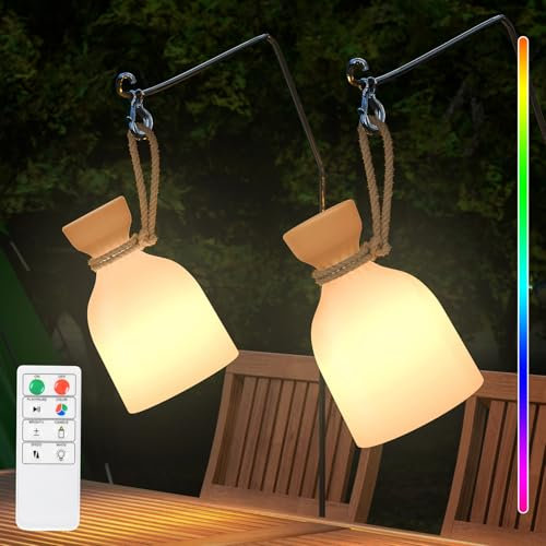 MALUX 2 Stück Outdoor Tischlampe Kabellos mit Warmweiß 8 Farben Led Tischlampe Akku Dimmbar Akku tischlampe Intérieur extérieur Wasserdicht für Haus, Garten, Hotel, Tabelle, Bett