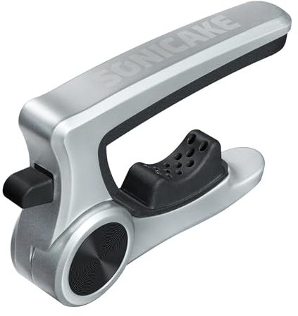 SONICAKE Metal Guitar Capo Zinc Alloy Capo for Acoustic Electric Guitar Ukulele Mandolin Guitar Clip Clamp, Silver