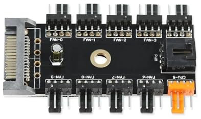 SZKIRNO Chassis Fan Hub CPU Cooling HUB 10 Port 12V 4 Pin Fan PWM Fan Hub SATA Molex Controller Power Supply Speed Adapter Mining(SATA)