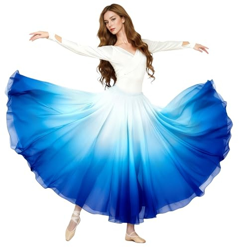 Baisdan Jupe Danse Orientale en Chiffon pour Femme, Jupe Flamenco pour Danse du Ventre et Spectacles