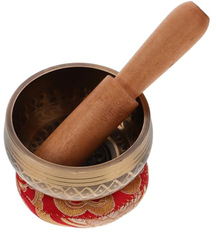 SUPVOX Metallene Klangschale mit Holzschlägel Buddha Musikschale für Meditation und Yoga Handgefertigte Klangschale mit Zubehör für Zuhause und Entspannung