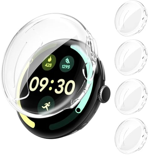 [4Stück] Kamita Hülle Kompatibel mit Google Pixel Watch 4 41mm, Weich TPU Bumper Case mit Displayschutzfolie, Stoßfest Volle Abdeckung Schutz Hüllen Gehäuse für Pixel Watch4 41 (Klar*4)