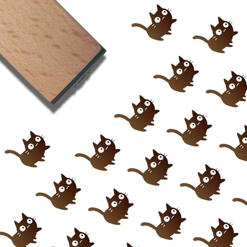 craspire Katzen Holzstempel Tier Stempel Quadratisch 0.6 Zoll Kopf Haustier Cartoon Vintage Dekorativ Basteln Kunstdruck Siegel Signet Für DIY Scrapbooking Karten Journal Tagebuch Papier Fotoalbum
