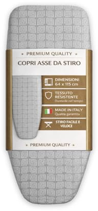 MOHOME Copriasse Da Stiro Compatibile Con Asse Foppapedretti Cotone Made in Italy 64x115 Cm Grigio Laminato Copri Asse Fodera Mollettone Ricambio Telo Copertura Copertina Lavabile