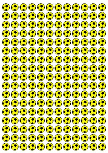 204 Aufkleber, Fußball, Sticker, 15 mm, gelb/schwarz, aus PVC, Folie, bedruckt, selbstklebend, EM, WM, Bundesliga