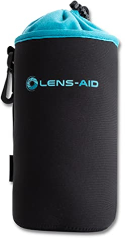 LENS-AID Housse pour Objectifs d’Appareil Photo en Néoprène avec Doublure en Polaire : Etui, Poche pour protéger Objectifs avec Cordon