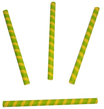 Lot de 250 dosettes jaune vert en forme de canne, longueur 17 cm, pour glace, yaourt, gâteaux, pâtisseries et mouses.