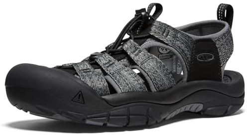 KEEN Men's Newport H2 Closed Toe Water Sandals, Black/Steel Grey, 12