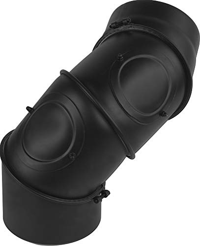 Ofenrohr Knie Winkel Bogen 0-135° Stahlrohr Abgasrohr Senotherm Schwarz 2mm Heizung Rauchrohrbogen 3 x 45° (200mm)