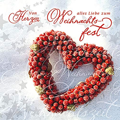 Perleberg klassische Weihnachtskarte mit Umschlag - hochwertige Weihnachtspostkarte mit Merry Christmas Lettering - Karte Weihnachten für schöne Weihnachtsgrüße - Grußkarte - Top Qualität
