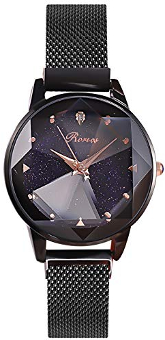rorios Damen Uhren Mode Damen Armbanduhren Sternenklarer Himmel Dial Mesh Armband Women Watch Klassische Mädchen Uhr