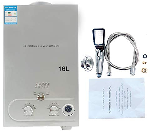 Cozyel 16 L LPG Calentador de Agua Calentador de Agua de Gas Licuado 32KW Calentador de Agua Automático LCD Digital Calentador de Agua Instantáneo Propane Gas Hot Water Heater