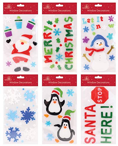 Tallon International Fenster-Gel-Aufkleber, Weihnachtsmotiv, 6 Stück