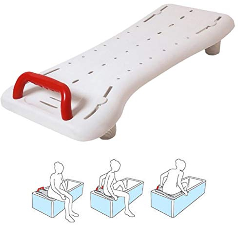 OrtoPrime Asiento Bañera Adulto Antideslizante - Tabla de Bañera Ajustable para Fácil Transferencia - con Asa de Seguridad - Banco de Baño Comodidad y Seguridad