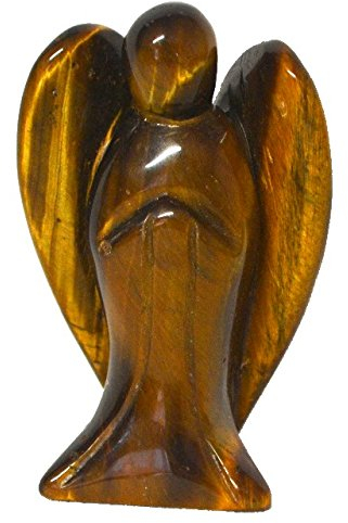 Tigerauge-Stein Schutz-Engel Figur 5 cm | Edelstein Glücksbringer Friedensengel für Ihre Tasche zur Deko für Ihr Heim| Geschenk