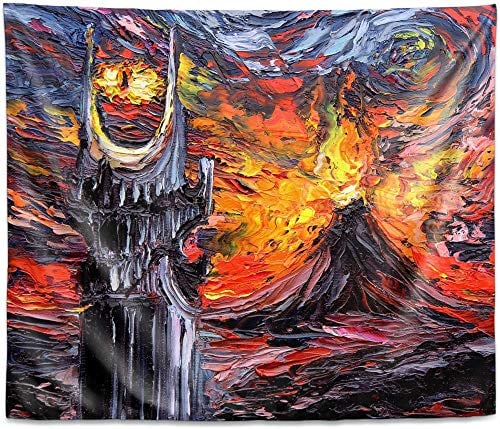 WAXB Tapisserie Tapisserie Wandkunst Niemals Herr Der Ringe Auge Picknickmatte Strandtuch Vorhang Tischdecke Schlafzimmer Zimmer Wohnkultur Geschenk 51X59 Zoll