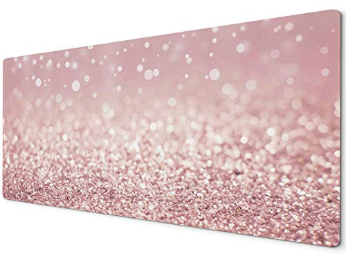 900 x 400 Mouse Mat | Full Desk XXL Mouse Pad | Pink Glitter Abstract Design