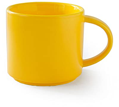 ZaH Kaffeetasse aus Keramik, einfarbig, 400 ml, für Zuhause, Büro, Teetasse – Spülmaschinen- und mikrowellengeeignet, Gelb