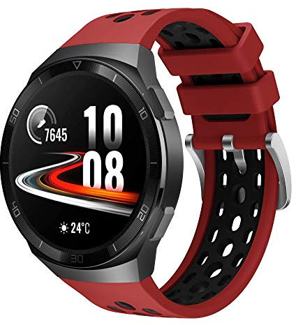 Correa Bicolor para Huawei Watch GT2e - Silicona HQ, Impermeable y Resistente - Correa Deportiva para Huawei Watch GT 2e (Rojo)