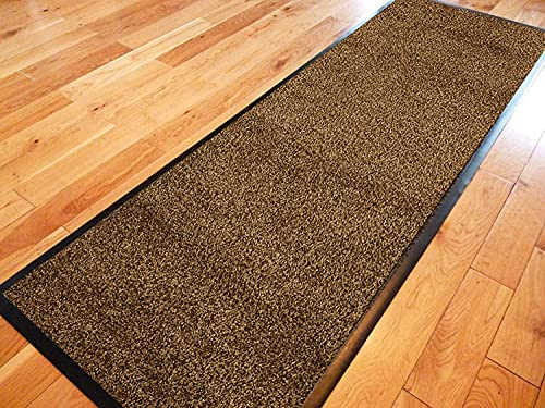 TrendMakers Doormat Dirt Stopper Carpet Runner Door Mats Dirt Trapper | 60cm x 90cm BROWN | With PVC Rubber Back For Home Office Kitchen Mats | COTTON PILE