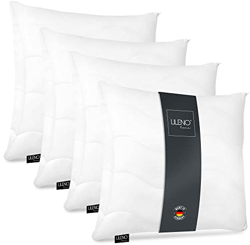 LILENO HOME Kopfkissen 60x60 cm [4er Set] als Kissen-Füllung - Bett oder Deko Kissen mit Reißverschluss zum Anpassen - Waschbar bis 95° - Sofa-Kissen & Zierkissen für Couch/Bett