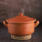 SWADESHI BLESSINGS Gamma esclusiva pentola in terracotta non smaltata per cucinare e servire con coperchio/terra Kadai/Mud Handi/Mitti Ke Bartan (con lucentezza a specchio) + supporto per palma e