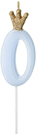 PartyDeco SCU6-0-001J - Geburtstagskerze - Ziffer 0 - hellblau - 9,5cm