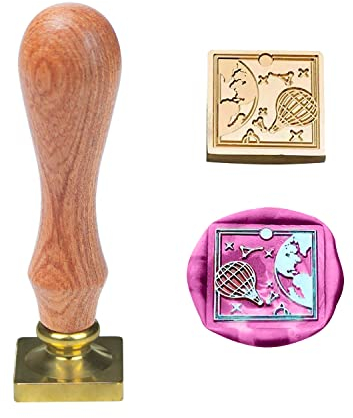 Wachs-Siegel-Stempel, ANBOSE Tier-Siegel-Wachs-Stempel mit abnehmbarem Messingkopf Holzgriff, Mond-Ballon-Wachs-Siegel-Stempel für Umschlag-Siegel-Wachs