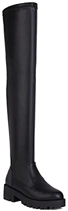 Stivali Alti alla Coscia Stivali Invernali Stivali con Tacco Spesso da Donna Stivali al Ginocchio Casual Sexy Elastici Lunghi,Nero,43 EU