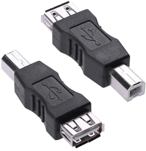 Herfair USB A to B Printer Adapter, USB 2.0 A Female to USB B Printer Male Converter for Printer, Scanner, Fax Machine, More (USB A Female to B Male, 2Pack)