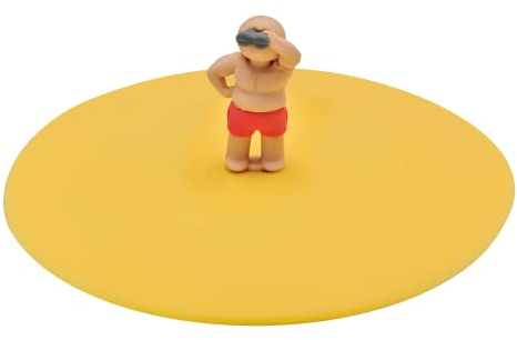 Lurch 210898 Mein Deckel Strandwache Willy Watch Glasabdeckung aus 100% BPA-freiem Premium-Platin Silikon, Ø 10,5cm, Mittel, Gelb
