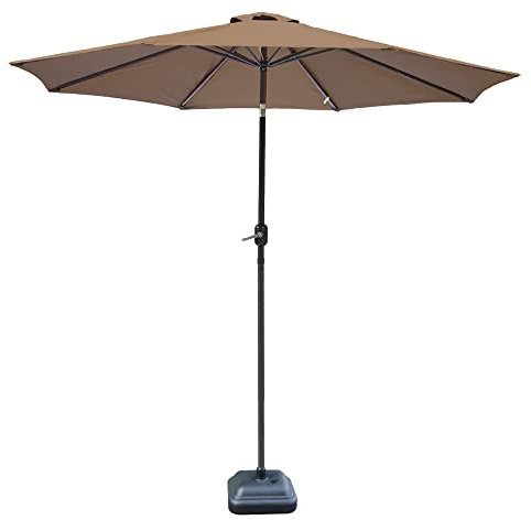 Green Bay 3M Round Garden Parasol Umbrella Outdoor Sun Shade for Patio/Beach/Pool Tilt Umbrellas Brown + Parasol Base