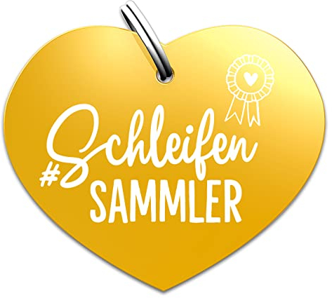 Soulhorse Marke Pferd Pony Hunde Glücksmarke Pferdemarke Gücksbringer Schutzengel Sattel Herz Trense Zaumzeug Vorderzeug Schlüsselanhänger Talisman für Tiere und Menschen (Schleifensammler, Gold)