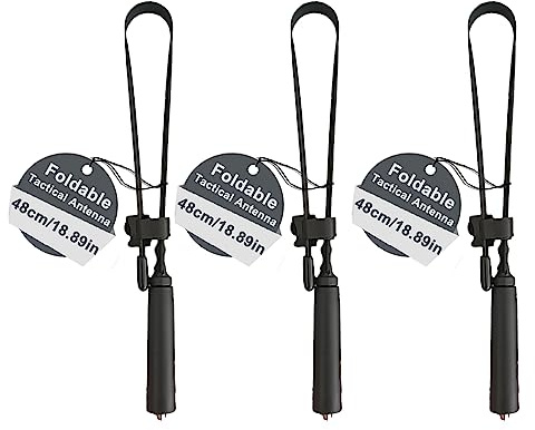 BAOFENG UV-5R Folding Tactical Antenna for GMRS Two Way Radio 48cm/18.8inch Dual Band VHF UHF SMA-Female Long Range Portable Compatible with BF-F8HP UV-82HP DM-1701(3packs)