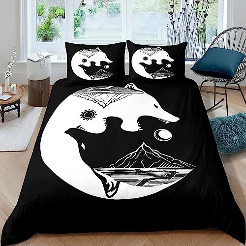 WIKINGER Bettwäsche 135x200 cm 2teilig Jungen 100% Mikrofaser Sommer Weiche Winter Warm Kinder Bettbezüge mit Reißverschluss 3D Viking Wolf Bettbezug mit Kissenbezüge 80x80 cm