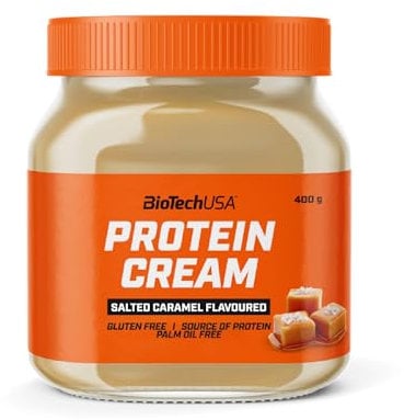 BioTechUSA Protein Cream | Riche en protéines | Pâte à tartiner aromatisée au caramel salé | Sans gluten | Sans huile de palme, 400 g, Caramel au beurre salé