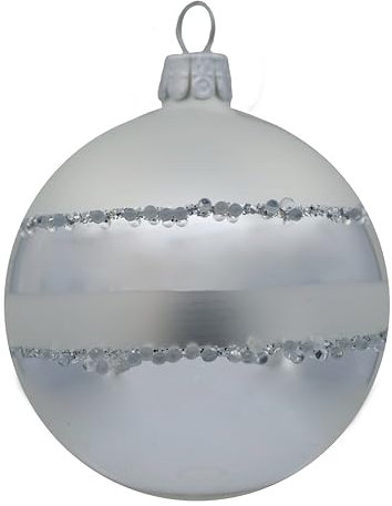 6er Set Weihnachtskugeln (Ø 7cm) mundgeblasen und handdekoriert Christbaumschmuck