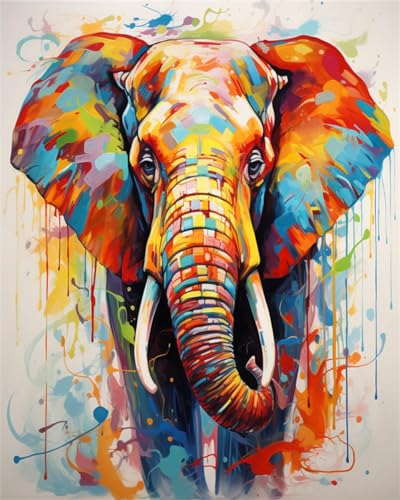 AMBATTERY Knüpfteppich Set Groß Fantasy Elephant Knüpfteppich-Set Mit Knüpfhaken, DIY-Teppich, Knüpfteppich-Herstellung, DIY-Teppich Für Heimdekoration Für Teenager Und Erwachsene 21x29in