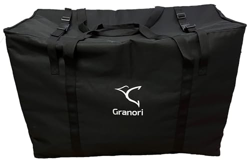 Granori Kinderwagen Transporttasche – gepolstert, robust und mit über 200 L Fassungsvermögen | Ebenso hervorragend zur schützenden Aufbewahrung von Buggy sowie Kindersitz (Schwarz)