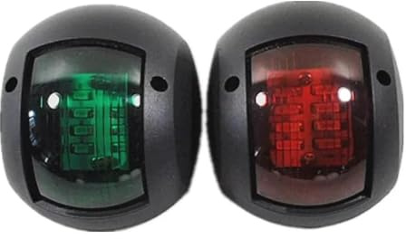 JT-HLM Marine light for dock, pontoon boat led light, LED Navigation Side Bow Lights Plastic House Marine Boat Yacht Red & Green (Black)